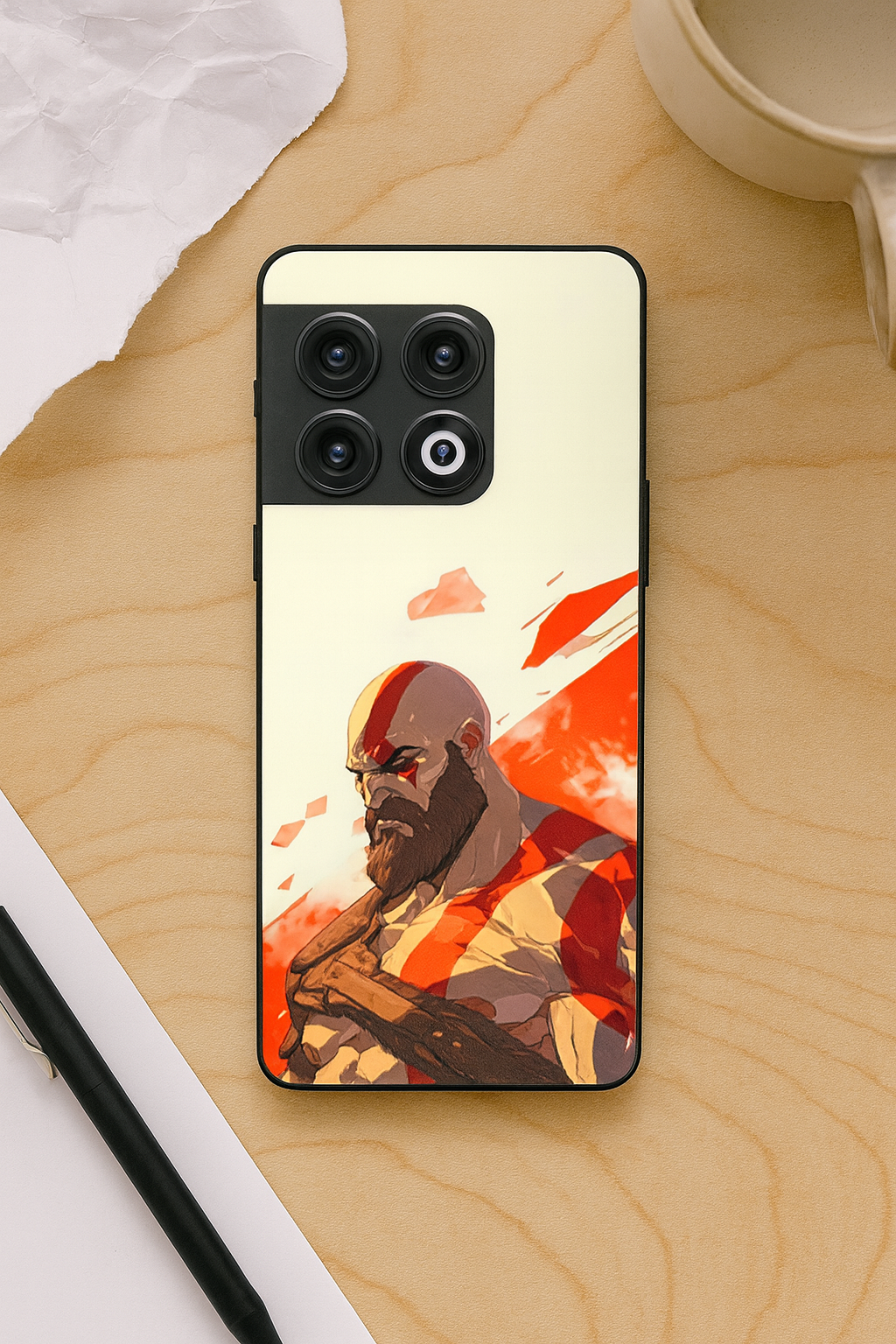 I am Kratos Premium Glass Back Cover For One Plus 13, 12, 11, 10, Nord Series