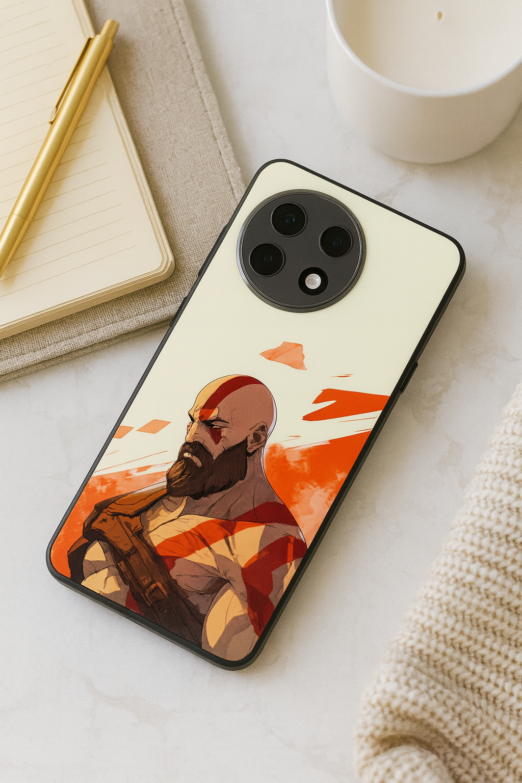 I am Kratos Premium Glass Back Cover For One Plus 13, 12, 11, 10, Nord Series