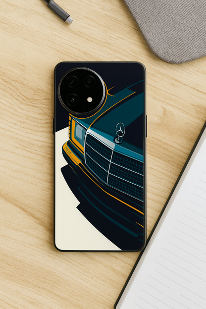 Minimal Car Sketch Premium Glass Back Cover For One Plus 13, 12, 11, 10, Nord Series
