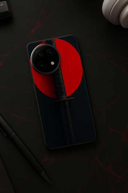 Katana Abstract Shot Premium Glass Back Cover For One Plus 13, 12, 11, 10, Nord Series