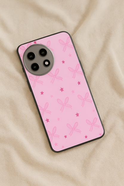 Sparkling Bows Premium Glass Back Cover For One Plus 13, 12, 11, 10, Nord Series