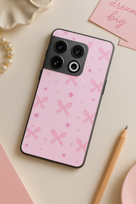 Sparkling Bows Premium Glass Back Cover For One Plus 13, 12, 11, 10, Nord Series