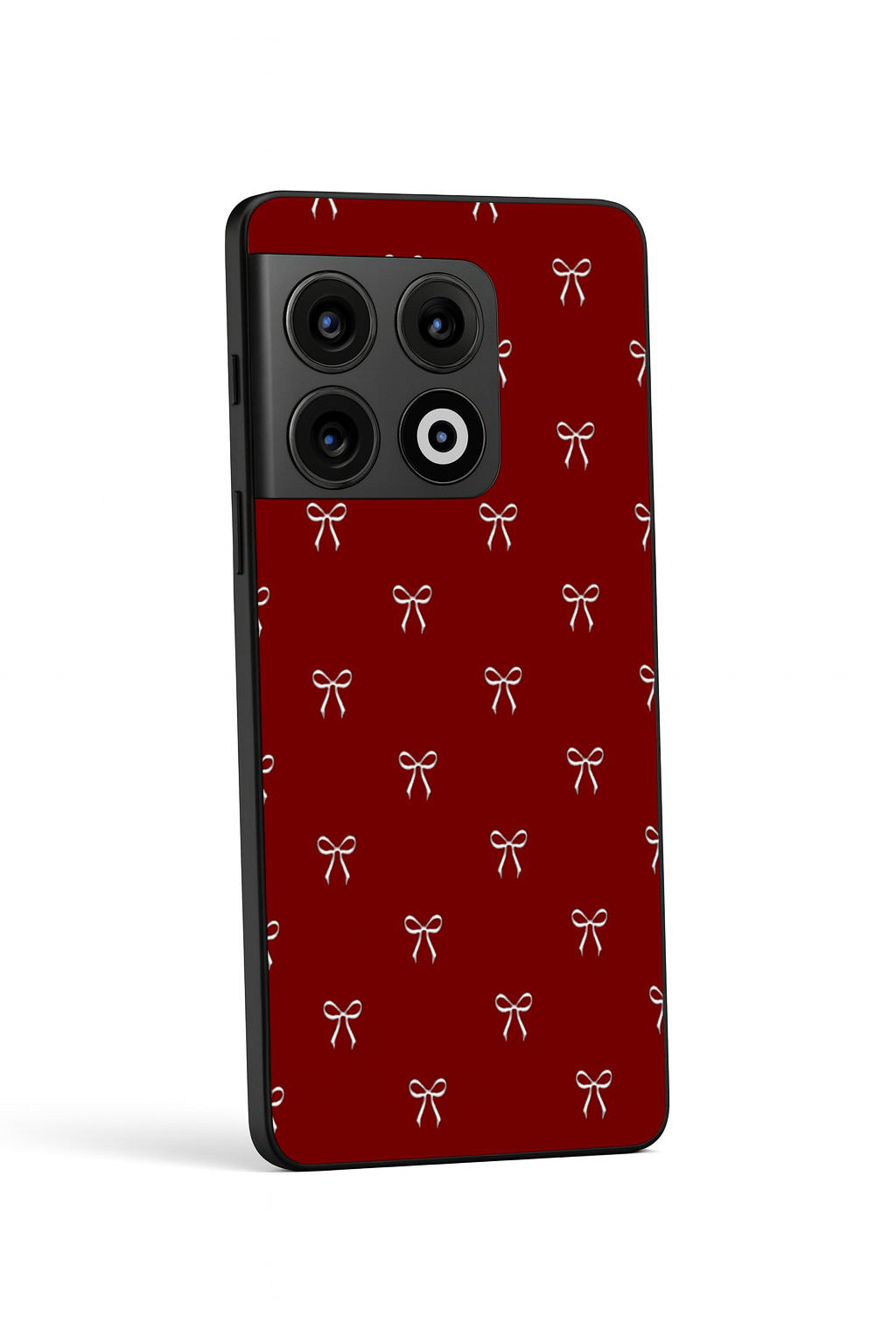 Red Bow Beaut Premium Glass Back Cover For One Plus 13, 12, 11, 10, Nord Series