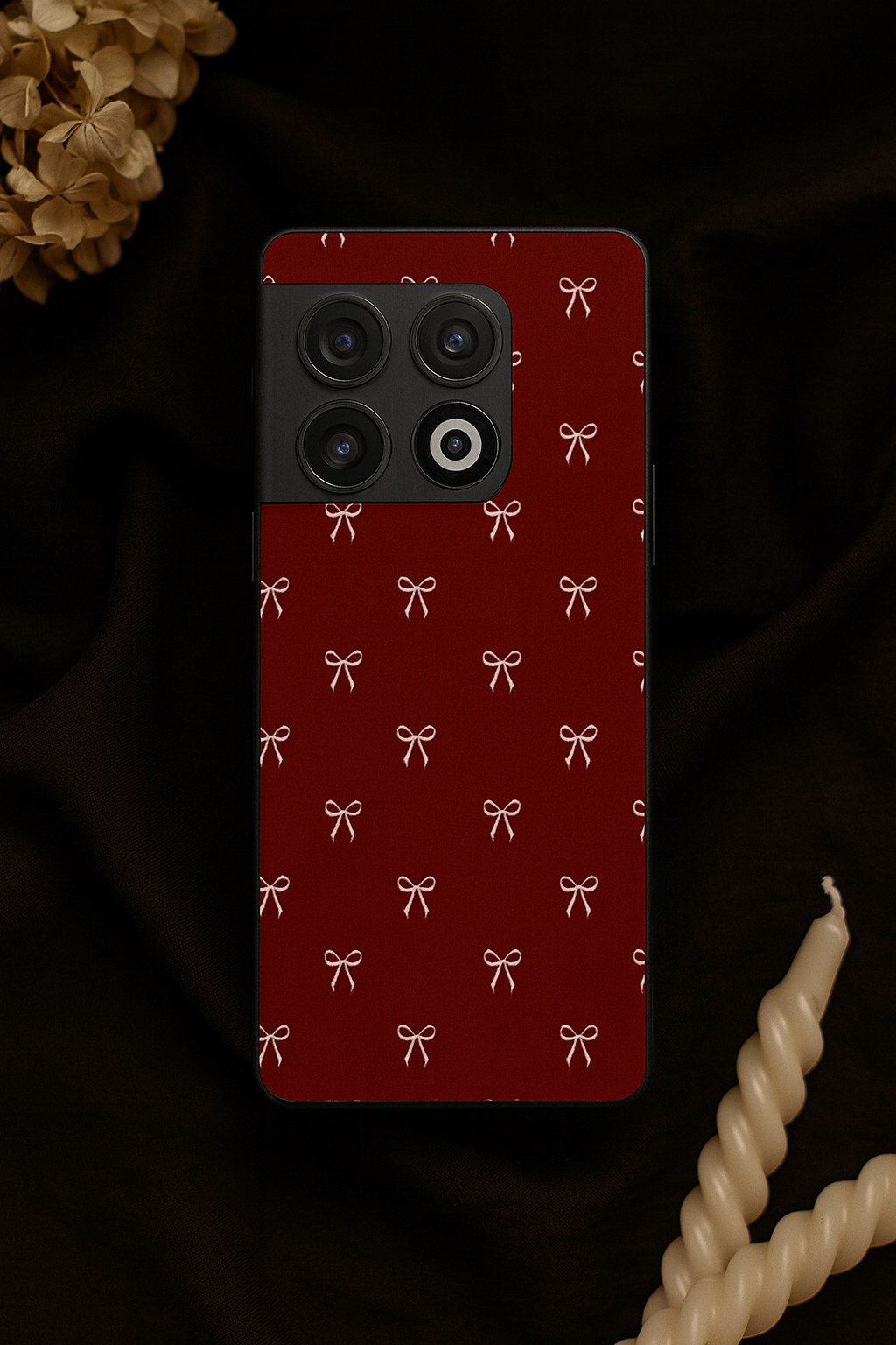 Red Bow Beaut Premium Glass Back Cover For One Plus 13, 12, 11, 10, Nord Series