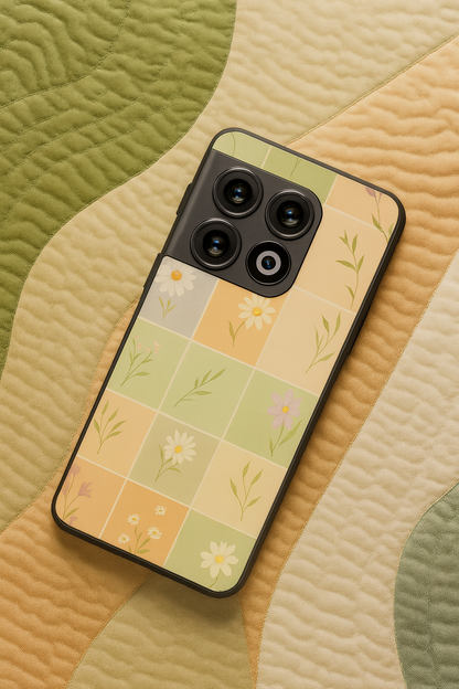 Sage Check Premium Glass Back Cover For One Plus 13, 12, 11, 10, Nord Series