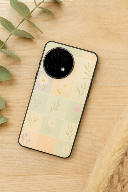 Sage Check Premium Glass Back Cover For One Plus 13, 12, 11, 10, Nord Series