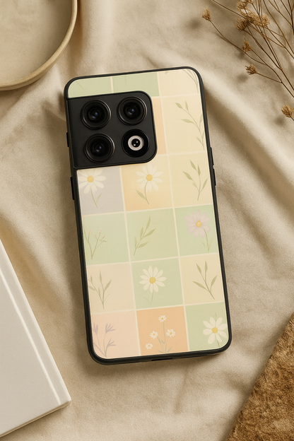 Sage Check Premium Glass Back Cover For One Plus 13, 12, 11, 10, Nord Series