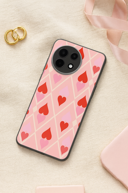 Hearts Play Premium Glass Back Cover For One Plus 13, 12, 11, 10, Nord Series