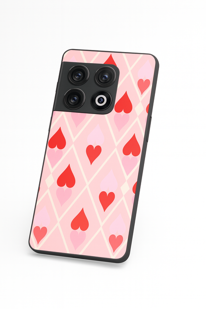 Hearts Play Premium Glass Back Cover For One Plus 13, 12, 11, 10, Nord Series