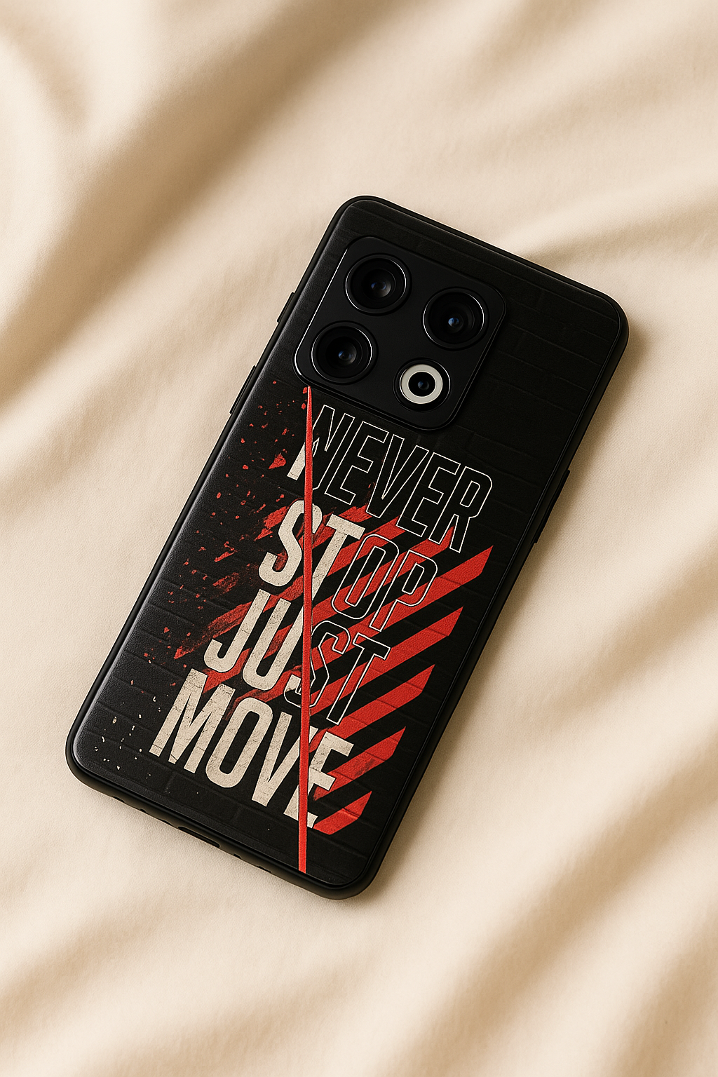 Never Stop Premium Glass Back Cover For One Plus 13, 12, 11, 10, Nord Series