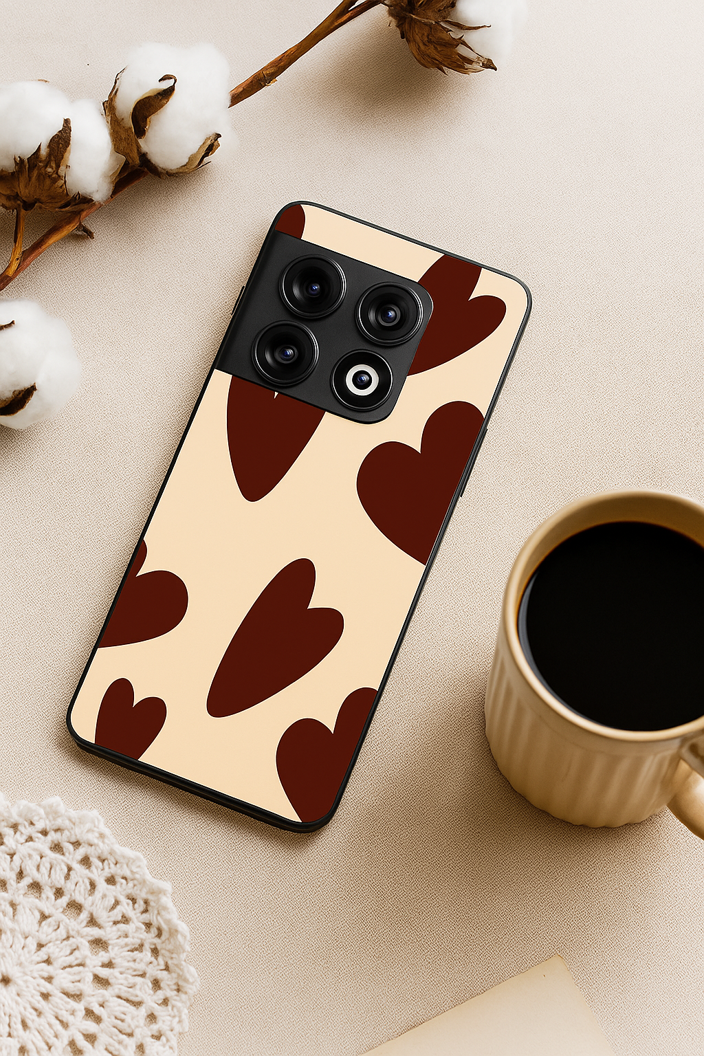 Chocolate Hearts Premium Glass Back Cover For One Plus 13, 12, 11, 10, Nord Series