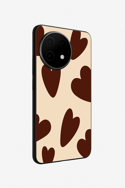 Chocolate Hearts Premium Glass Back Cover For One Plus 13, 12, 11, 10, Nord Series
