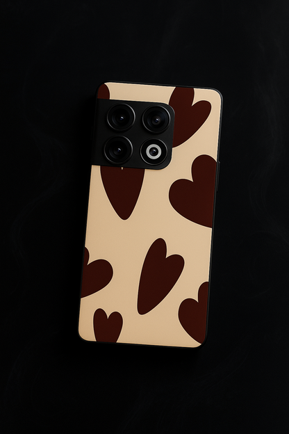 Chocolate Hearts Premium Glass Back Cover For One Plus 13, 12, 11, 10, Nord Series