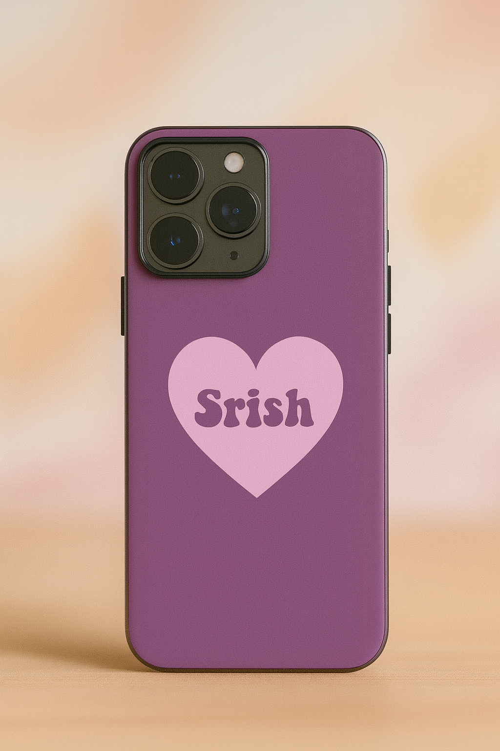 Mint Heart Personalised Name Premium Glass Back Cover For iPhone 11,12,13,14,15,16 Models