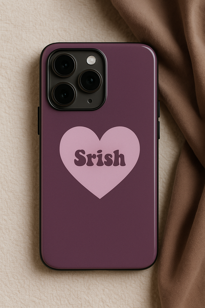 Mint Heart Personalised Name Premium Glass Back Cover For iPhone 11,12,13,14,15,16 Models