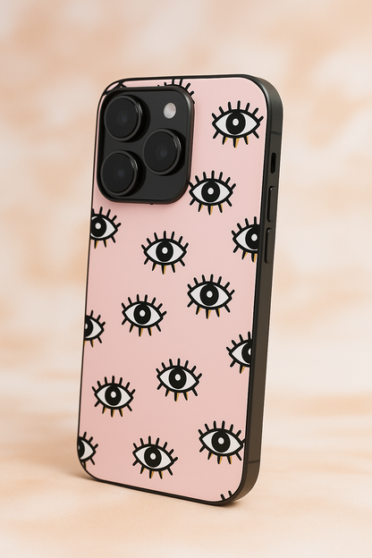 Boho Evil Eye Premium Glass Back Cover For iPhone 11,12,13,14,15,16 Models