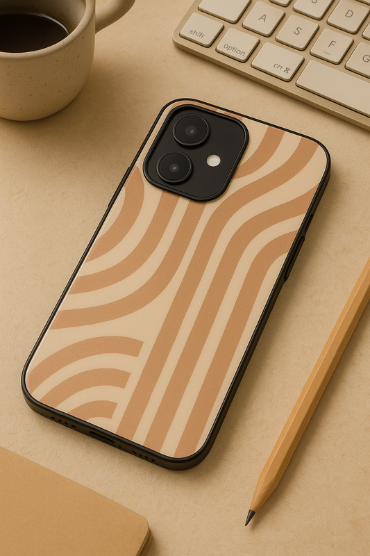 Abstract Arc Premium Glass Back Cover For iPhone 11,12,13,14,15,16 Models