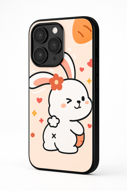 Bunny Pooh Premium Glass Back Cover For iPhone 11,12,13,14,15,16 Models