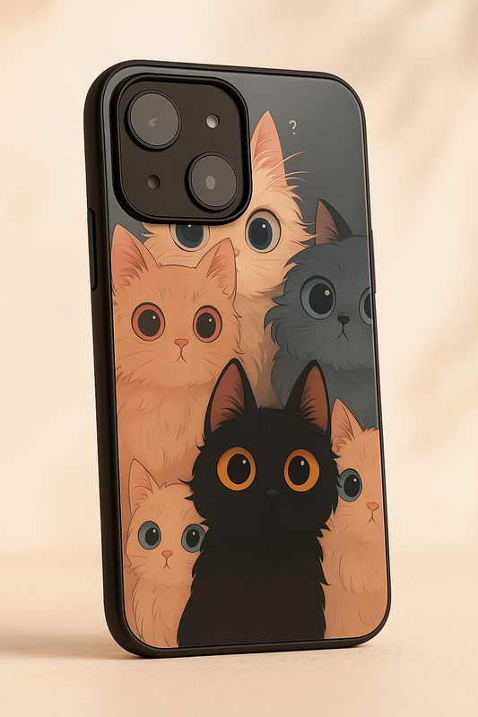 Kitty Mania  Premium Glass Back Cover For iPhone 11,12,13,14,15,16 Models