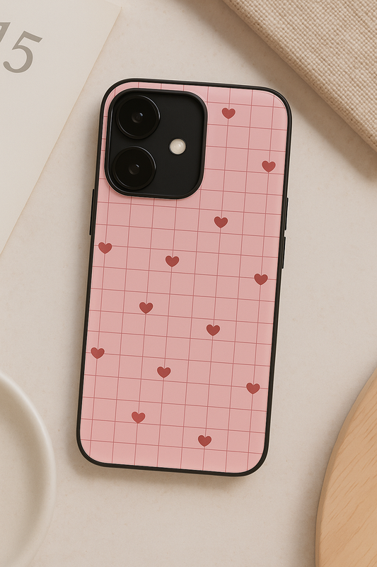 Scrap Book Hearts  Premium Glass Back Cover For iPhone 11,12,13,14,15,16 Models