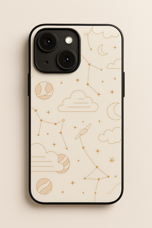 Celestial Love Premium Glass Back Cover For iPhone 11,12,13,14,15,16 Models