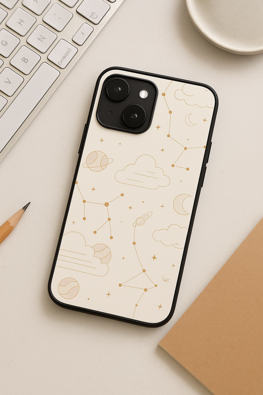 Celestial Love Premium Glass Back Cover For iPhone 11,12,13,14,15,16 Models