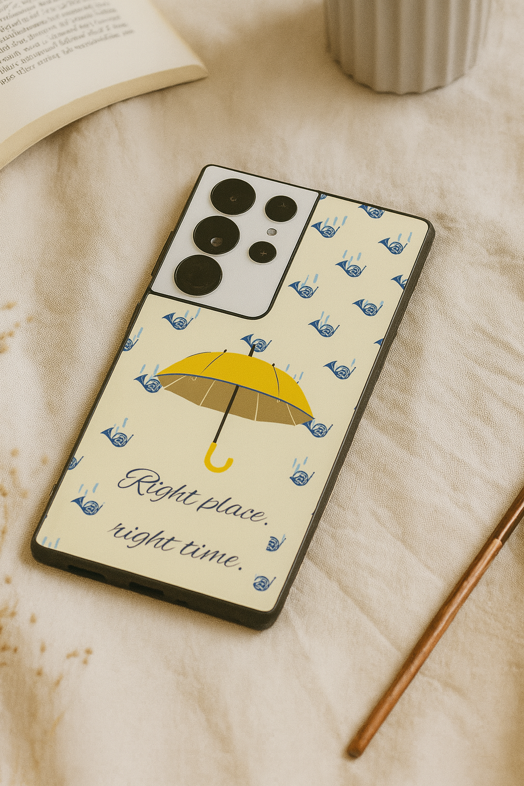 HIMYM Right Place Right Time Premium Glass Back Cover For Galaxy S, A, M & F Series