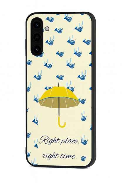 HIMYM Right Place Right Time Premium Glass Back Cover For Galaxy S, A, M & F Series