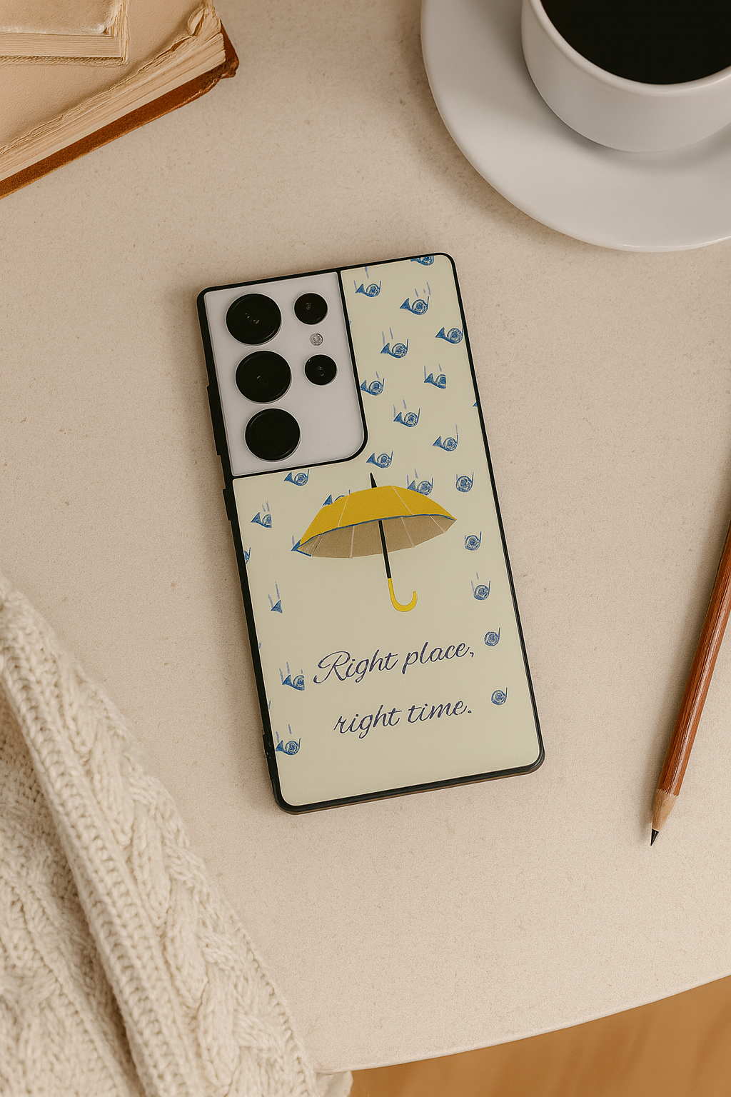 HIMYM Right Place Right Time Premium Glass Back Cover For Galaxy S, A, M & F Series