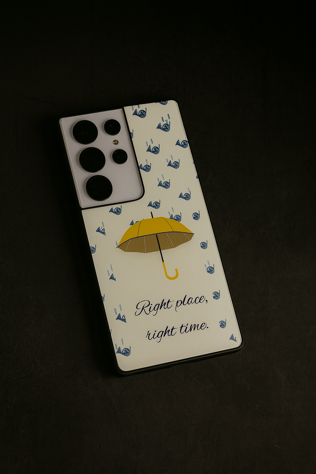 HIMYM Right Place Right Time Premium Glass Back Cover For Galaxy S, A, M & F Series