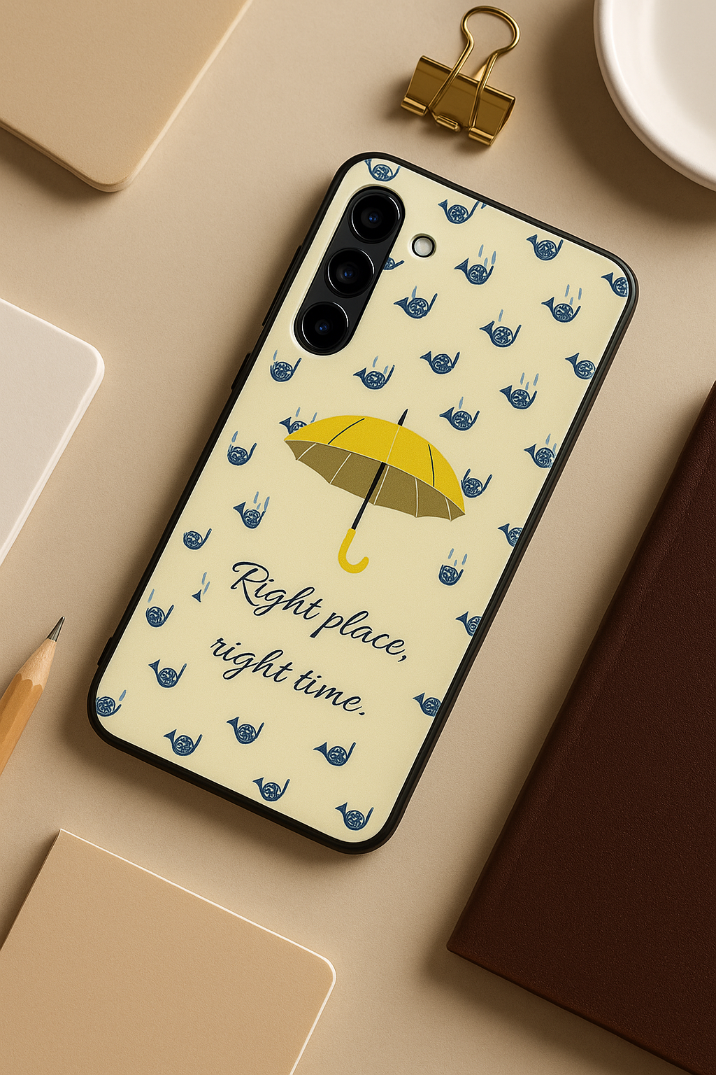 HIMYM Right Place Right Time Premium Glass Back Cover For Galaxy S, A, M & F Series