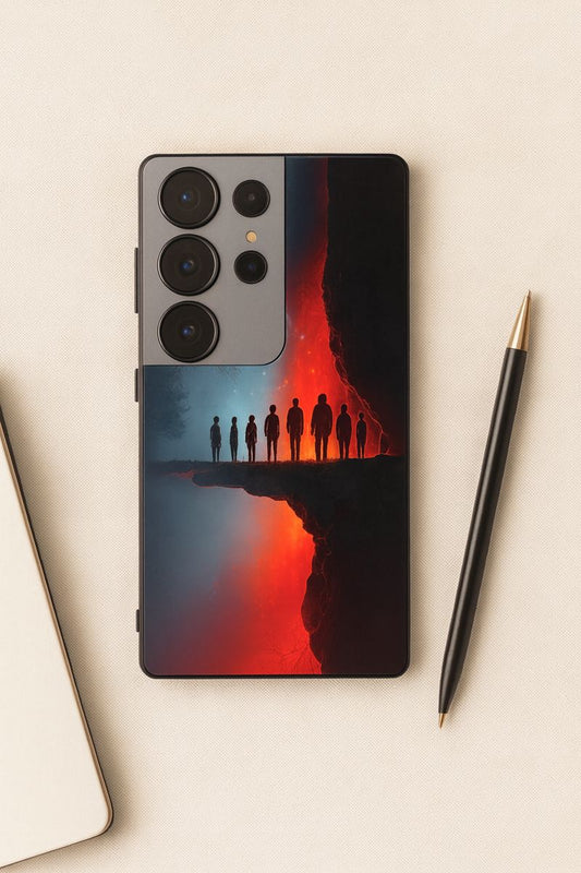 STRANGER THINGS- Parallel Edge Premium Glass Back Cover For Galaxy S, A, M & F Series