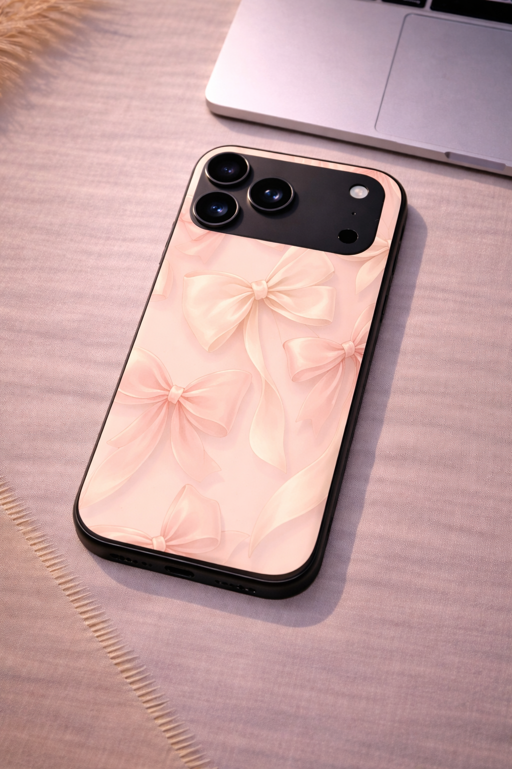 Silky Bows Sketch Premium Glass Back Cover For iPhone 11,12,13,14,15,16,17 Models
