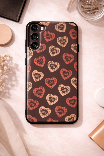Hearts Graffiti Era Premium Glass Back Cover For Galaxy S, A, M & F Series