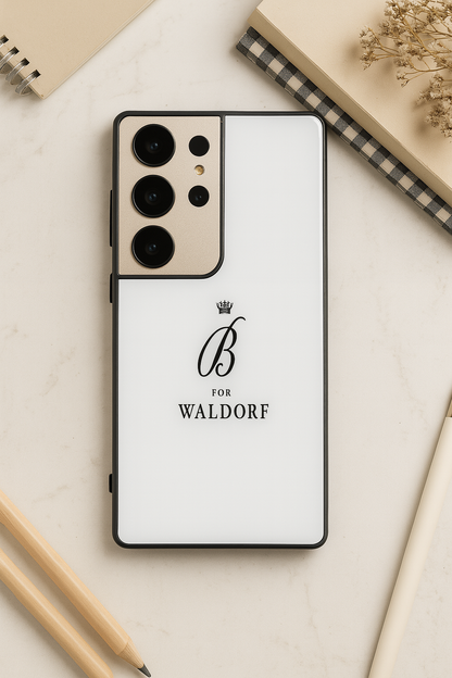 Gossip Girl Crowned Initials Premium Glass Back Cover For Galaxy S, A, M & F Series