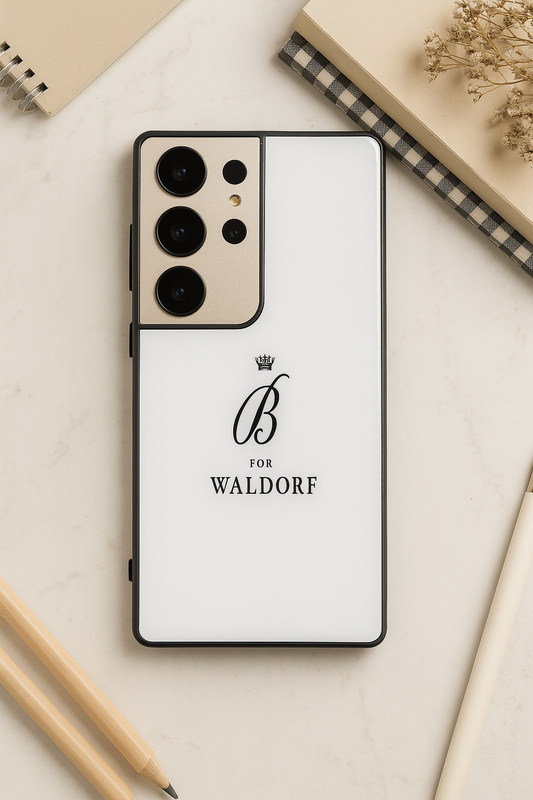 Gossip Girl Crowned Initials Premium Glass Back Cover For Galaxy S, A, M & F Series