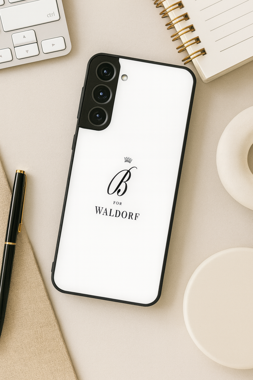 Gossip Girl Crowned Initials Premium Glass Back Cover For Galaxy S, A, M & F Series