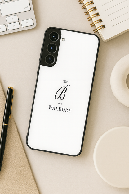 Gossip Girl Crowned Initials Premium Glass Back Cover For Galaxy S, A, M & F Series