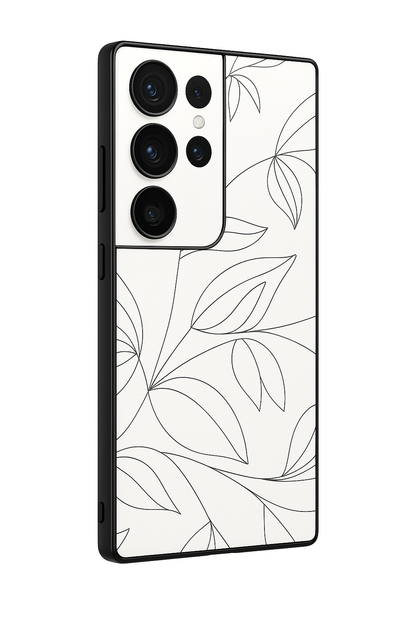 Petal Sketch Premium Glass Back Cover For Galaxy S22, S23, S24, S25 Models