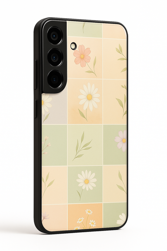 Sage Grid Pattern Premium Glass Back Cover For Galaxy S22, S23, S24, S25 Models
