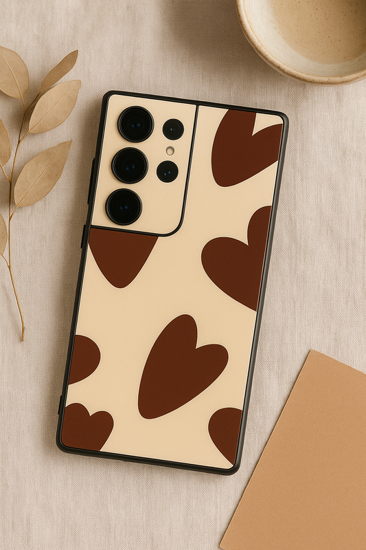 Chocolate Hearts  Premium Glass Back Cover For Galaxy S22, S23, S24, S25 Models