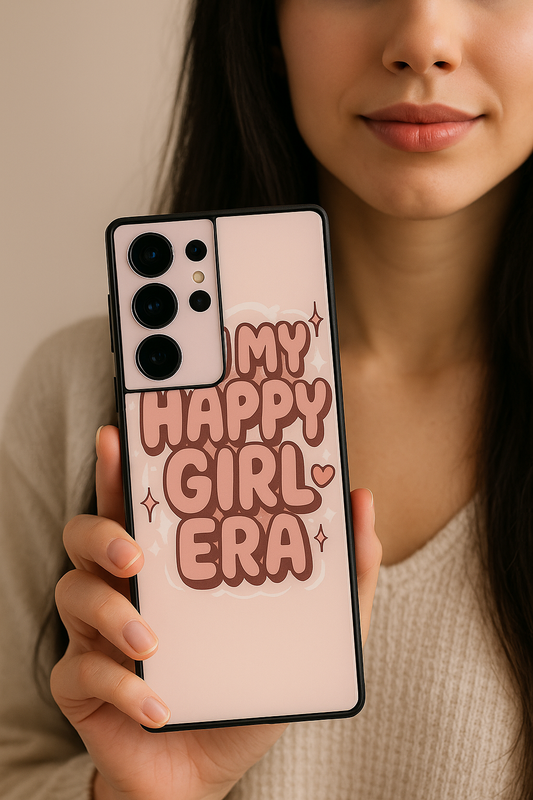Happy Girl Era Premium Glass Back Cover For Galaxy S22, S23, S24, S25 Models