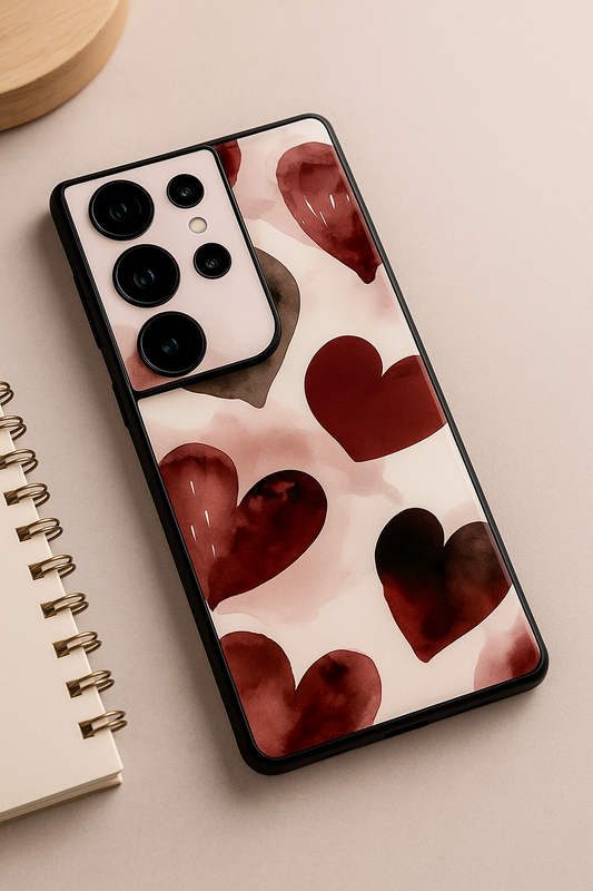 Watery Hearts Premium Glass Back Cover For Galaxy S22, S23, S24, S25 Models