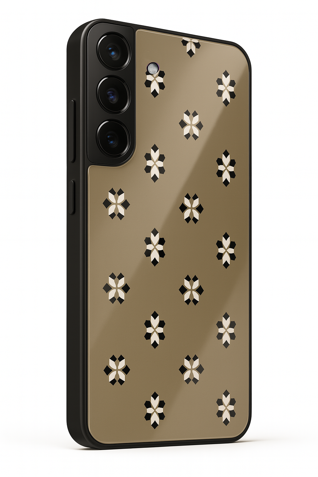 Aesthetic Floral Grid Premium Glass Back Cover For Galaxy S22, S23, S24, S25 Models