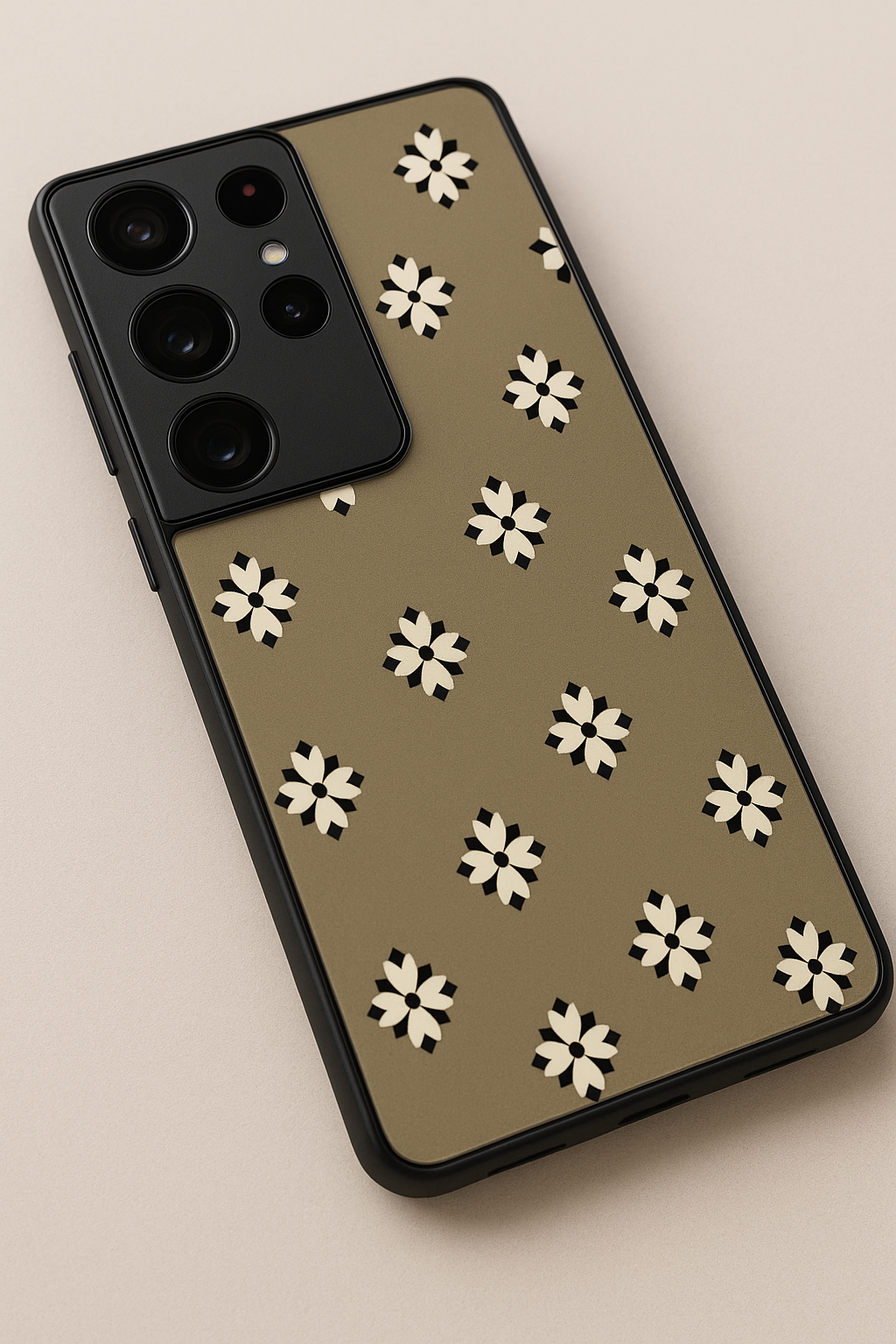 Aesthetic Floral Grid Premium Glass Back Cover For Galaxy S22, S23, S24, S25 Models