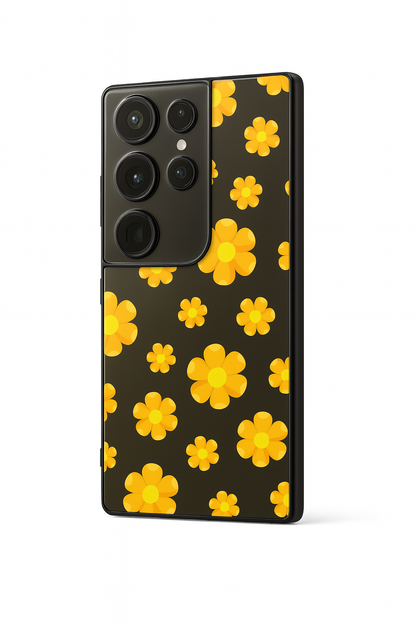 Daisy Yellow Flower Premium Glass Back Cover For Galaxy S22, S23, S24, S25 Models