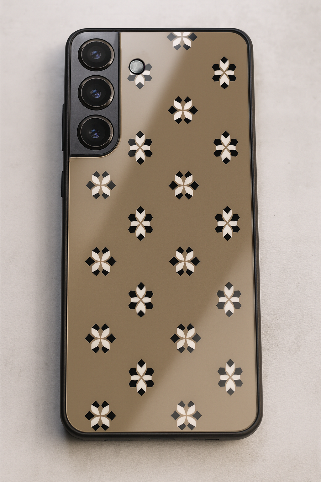 Aesthetic Floral Grid Premium Glass Back Cover For Galaxy S22, S23, S24, S25 Models