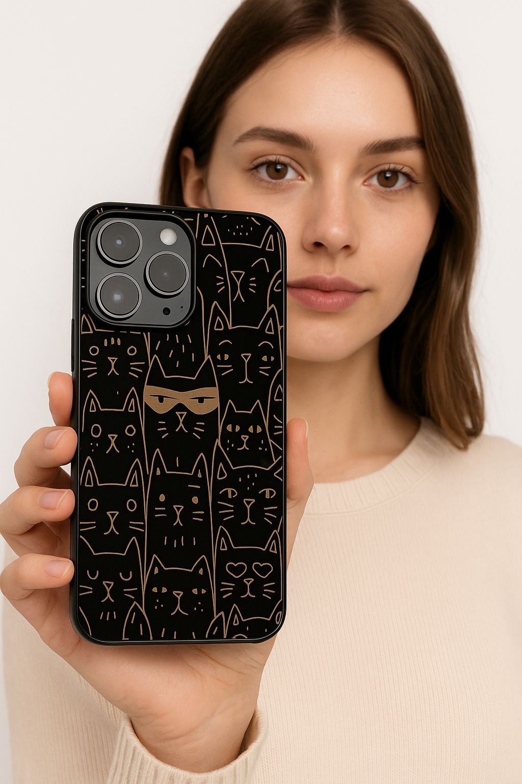 Meow You Too Premium Glass Back Cover For iPhone 11,12,13,14,15,16 Models