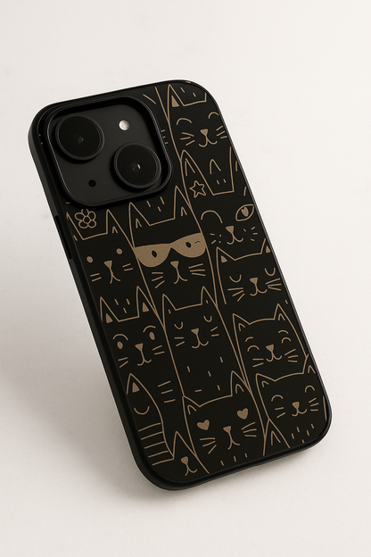 Meow You Too Premium Glass Back Cover For iPhone 11,12,13,14,15,16 Models