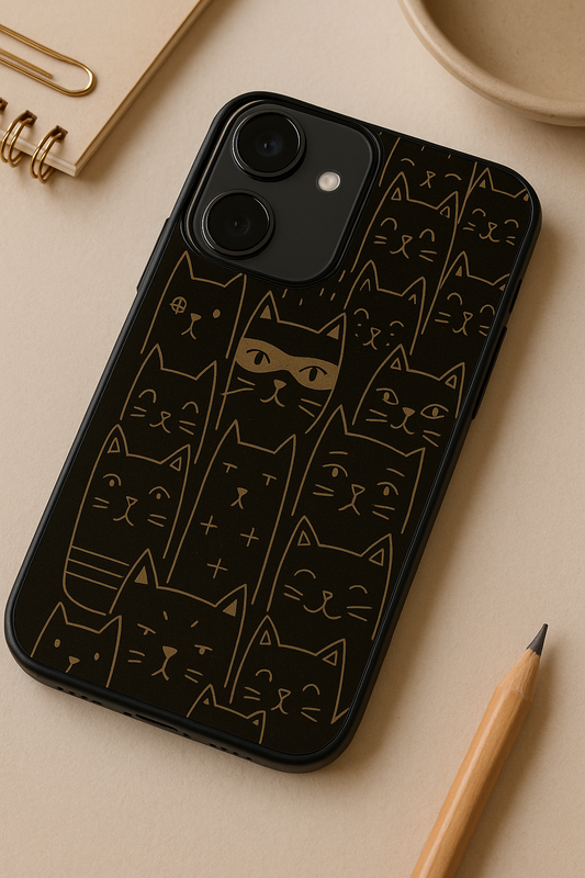 Meow You Too Premium Glass Back Cover For iPhone 11,12,13,14,15,16 Models
